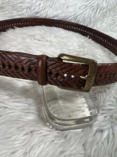 Men’s XL. 40  Genuine Leather Brown Braided / Woven Belt
