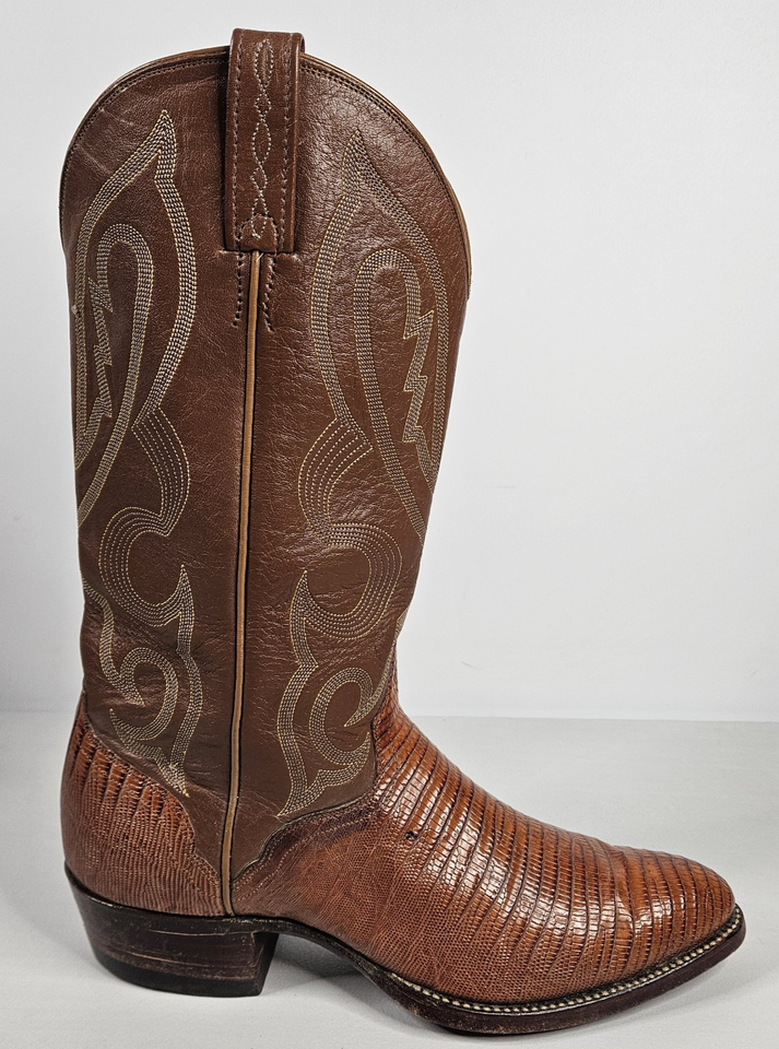 Bottes Western Cowboy Dan Post – Vintage – Marron Peau De Lézard – Taille 10B Homme
