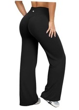 Yoga Pants Women High Waist Stretch Casual Soft Straight Leg Medium Long Black