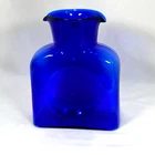 2009 Blenko 384 Cobalt Blue Glass 8" Double Spouted Water Pitcher Vase Handmade