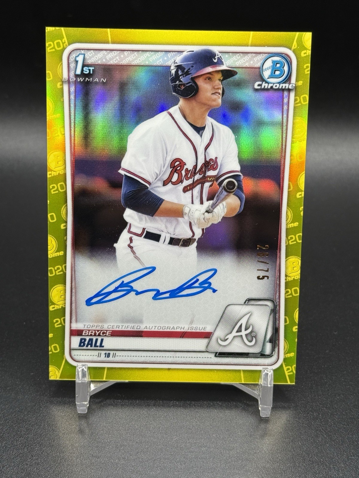 2020 Bowman Chrome 1st Bryce Ball Yellow Refractor Auto /75 Braves HOT ROOKIE RC
