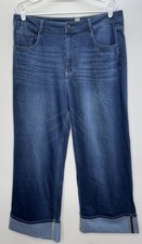Halara Pull On Flex Denim Jeans Wide Leg Comfort Capsule Blue Cuffed Women  s XL