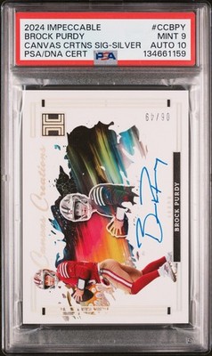 2024 Impeccable #CC-BPY Brock Purdy Canvas Creations Auto Silver PSA 9 #/49