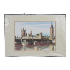 Westminster Bridge Watercolor Signed Unknown Artist 2004