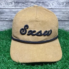 SXSW Snapack Hat Cap Brown Adjustable New Era Signature Corduroy Golfer Outdoor