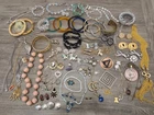 Estate Salvage Costume Jewelry Lot Vintage Plus Crystals AB Rhinestone lot of 87