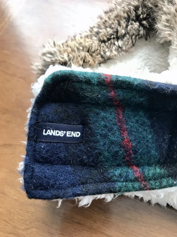 Casaco de lã xadrez Land's End médio mistura de lã forro de pele sintética moda M - Imagem 2 de 4