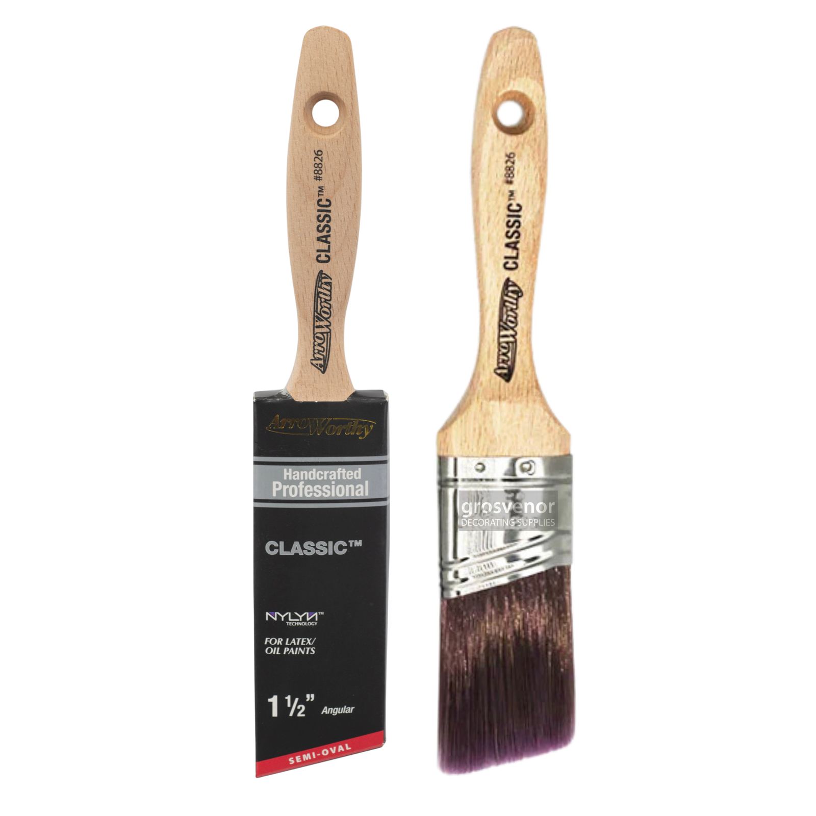 Arroworthy Classic Semi-Oval Angled Beavertail Paint Brush 1.5""