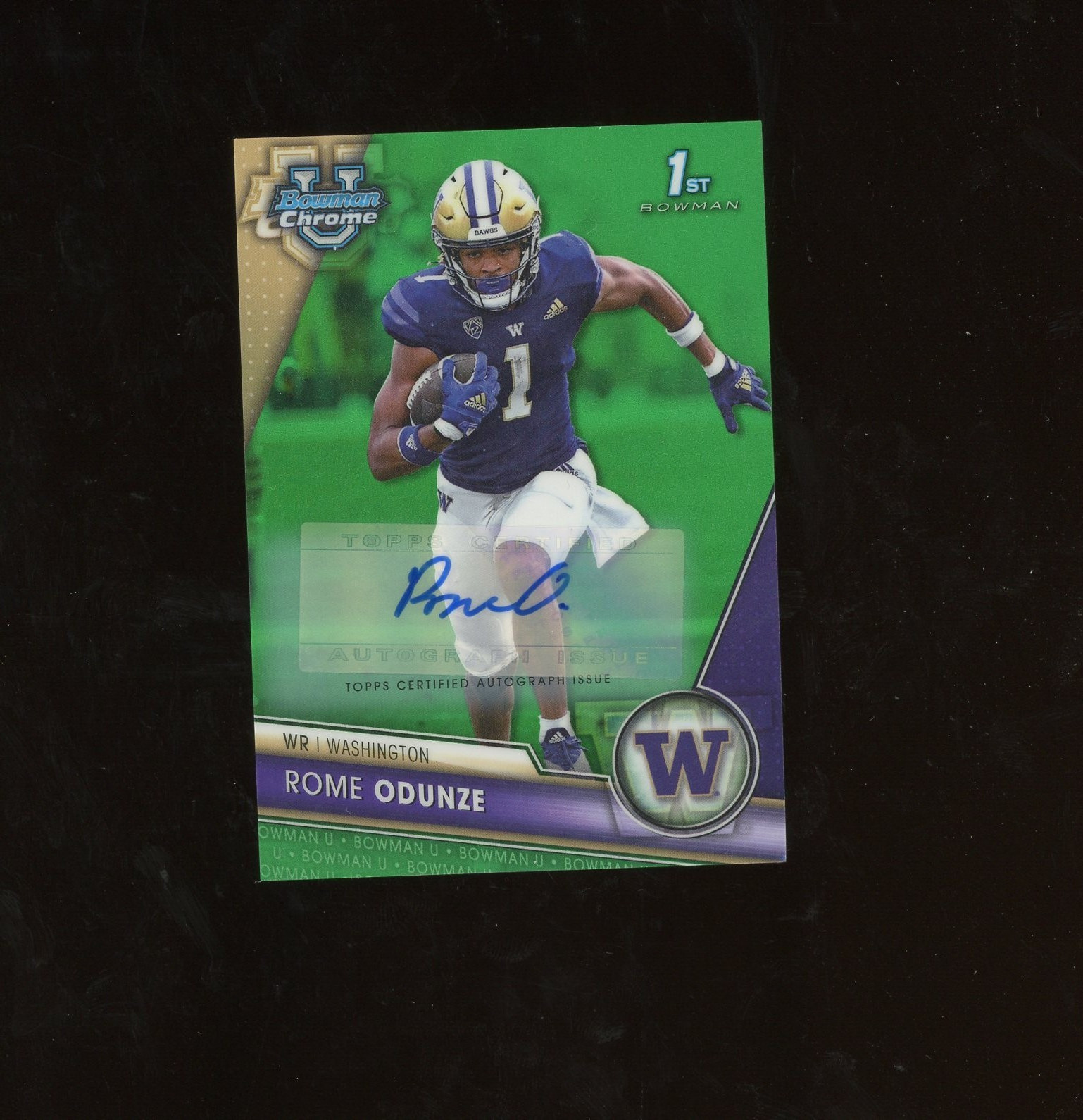 ROME ODUNZE 2023 BOWMAN CHROME U 1ST GREEN /99 RC AUTOGRAPH
