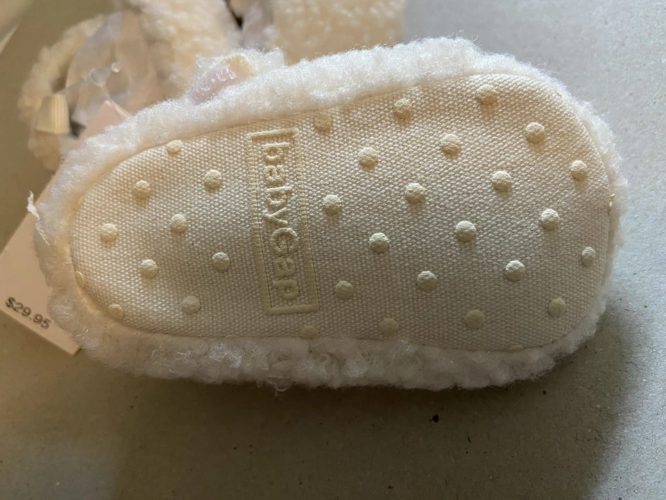 BABY GAP Sherpa Suave Imitación Piel 0-3 Meses Niñas Mary Jane Zapatos Off White NUEVOS NUEVOS CON ETIQUETAS Foto 2 de 4