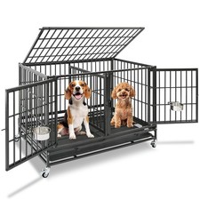 Homey Pet 43 Inch Dog Crate, Heavy Duty Stackable Dog Crate Cage Kennel for M...
