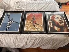 Michael Jordan Shepard Fairey 24x36 Art Print Set Of 3 Numbered 523 framed W/COA