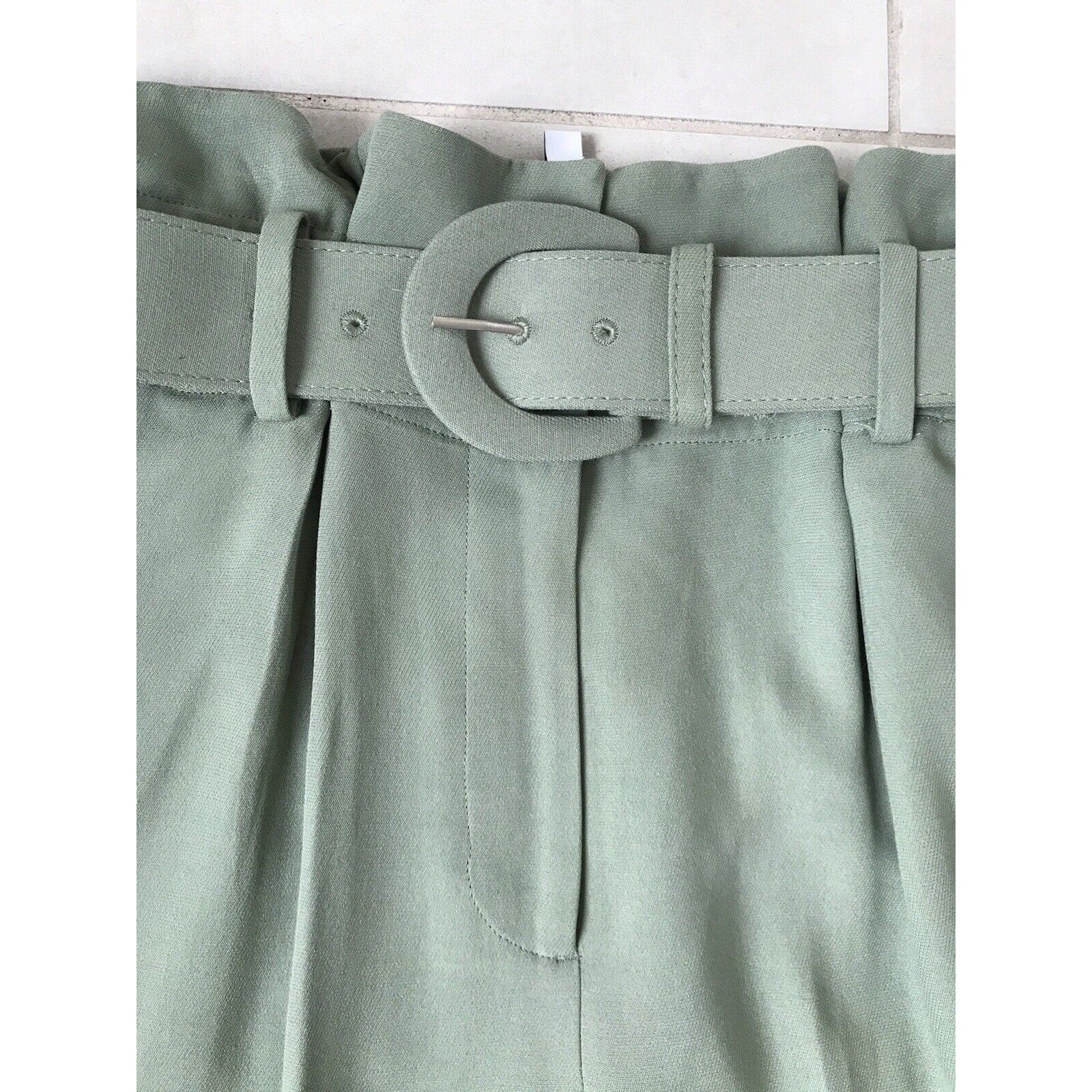 ALTRA & Other Stories Pantalone Donna Tg 2 Crop Vita Alta Cintura Sacchetto di Carta Vita Verde