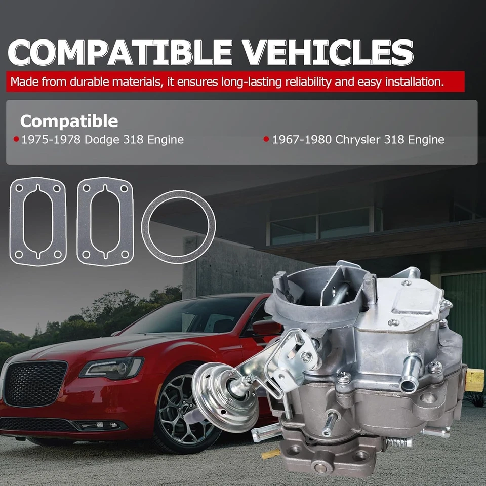 Carburador 1st 2 barriles con juntas para Plymouth & Dodge 1966-1973 con... Foto 2 de 4