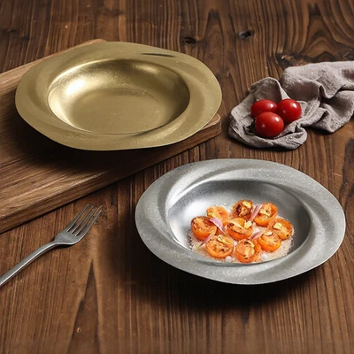 23CM Stainless Steel Round Plate for Serving Salads Appetizers and Finger Foods - Image 1 of 4