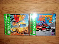 PlayStation 1 VIGILANTE 8 + DESTRUCTION DERBY 2 Complete Tested w/Reg cards LOT