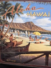 Hawaiian Tropical Tin Sign Tiki Bar 12" x 8" Vintage Style Aloha Beach New