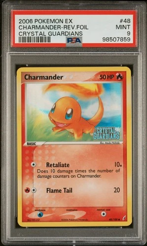 2006 POKEMON EX CRYSTAL GUARDIANS #48 CHARMANDER-REVERSE FOIL PSA 9