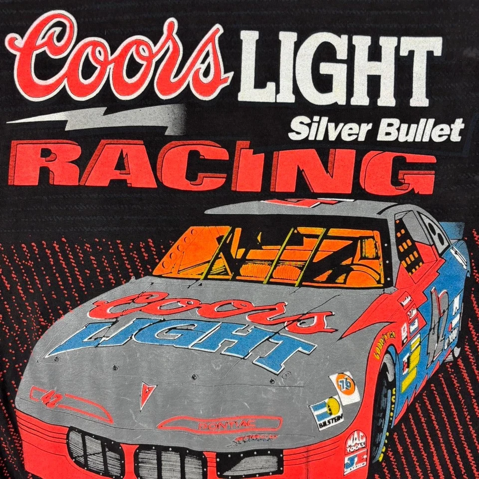 Camiseta gráfica vintage años 90 Coors Light Racing NASCAR para hombre mediana negra Foto 4 de 4