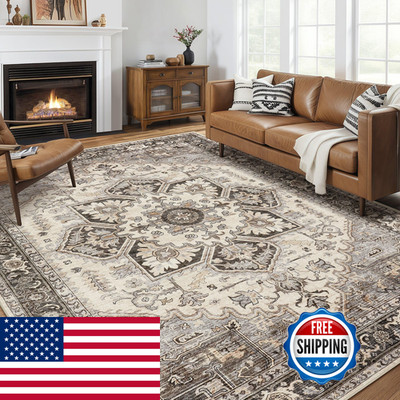 Homewill Area Rug For Living Room - 8X10 Soft Machine Washable Oriental Vintage