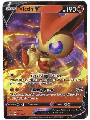 Victini V 025/202 Sword & Shield Base Set Ultra Rare Holo Pokemon Card NM