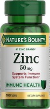 Nature's Bounty  ZINC 50 mg, Supports Immune System Function, 100 Tablets 2029+