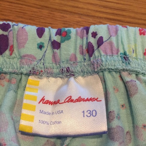 HANNA ANDERSSON Cotton Purple Floral Ruffle Crop Pants Girls Size 130 US 8 cute! - Picture 3 of 5