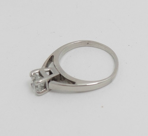 1/2CT Natural Princess Diamond Solitaire Engagement Wedding Ring 14K White Gold - Picture 10 of 13