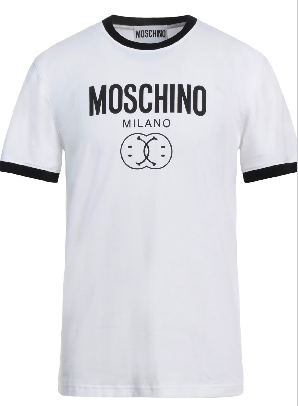 Мужская хлопковая футболка Moschino Couture Milano с белым и черным логотипом, размер 38