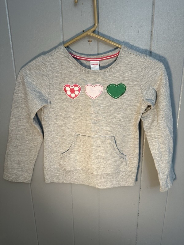Gymboree Girls Size 7 Hearts Pull Over Swear Shirt With Pockets Oh So Cute Gray