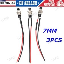 3 Pack Mini Push Button Pre-Wired Momentary N/O OFF-ON Switch Plug 12V 5AMP SPST
