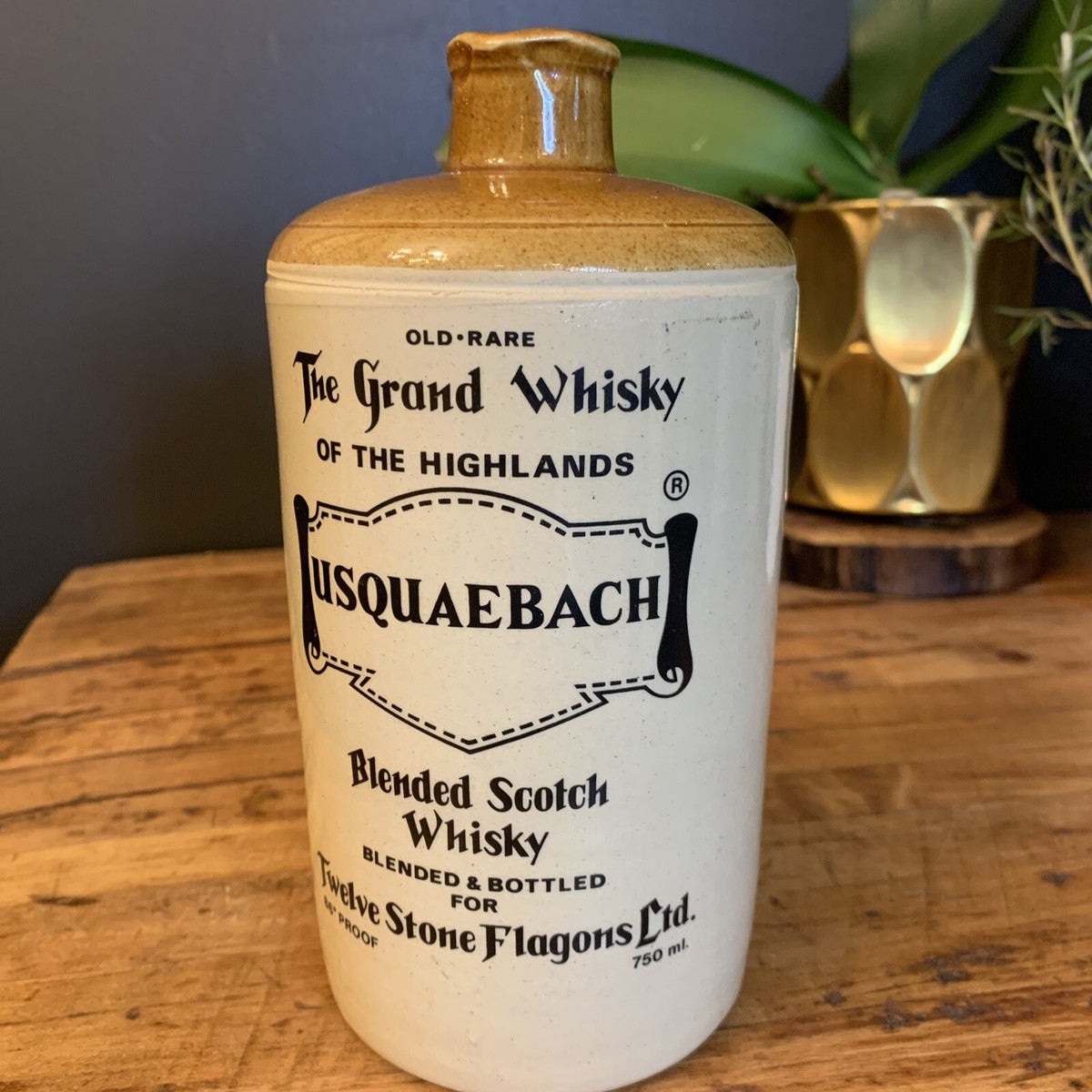 Usquaebach Blended Scotch Whisky Stoneware Jug 12 Stone Flagons