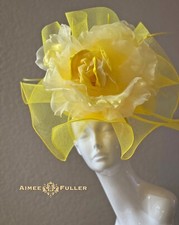 Royal Ascot Fascinator Bridal Hat Off White Yellow Rose Flower Kentucky Derby