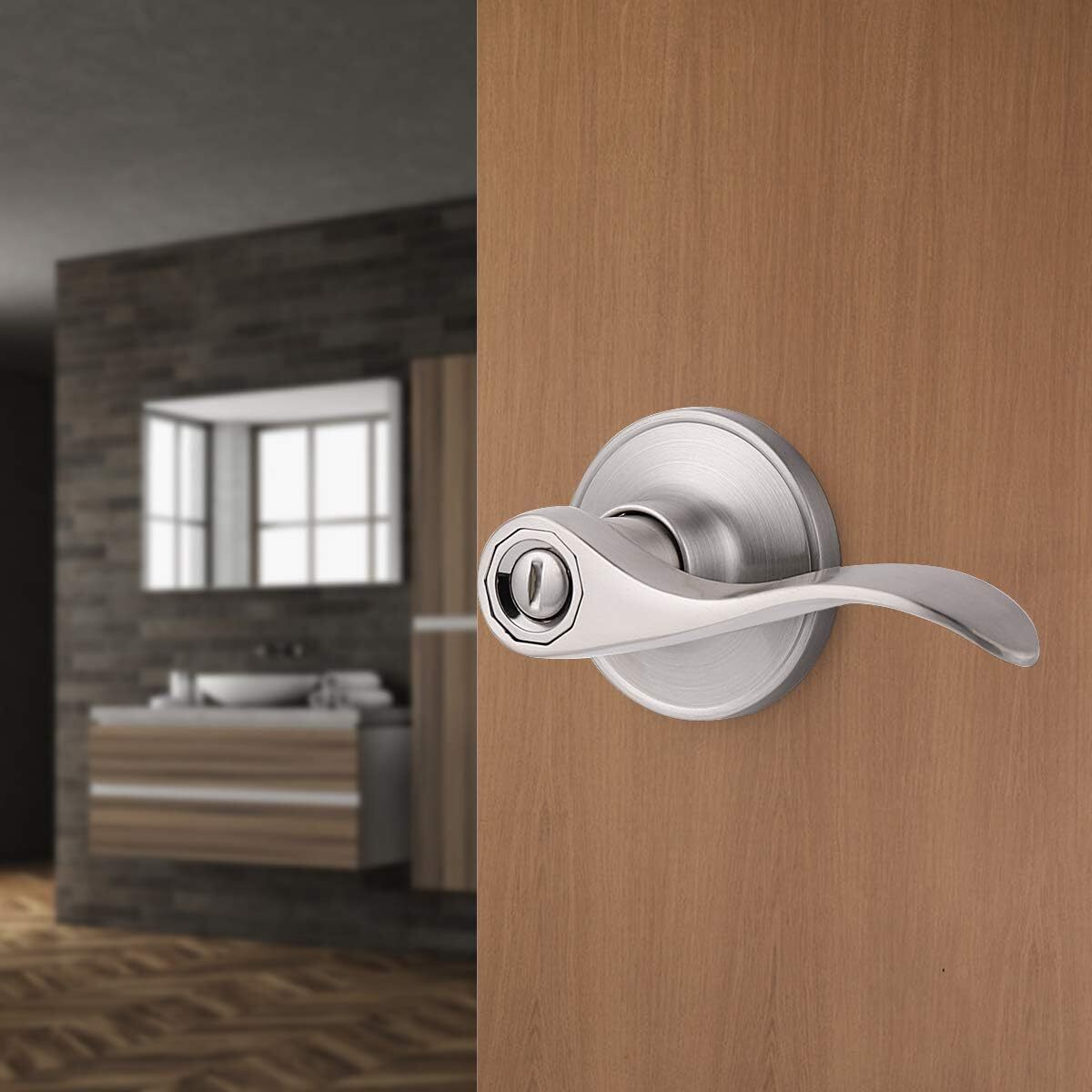 Manija De Puerta Redonda Con Cerradura | Husillo 72 Mm | Hierro Plateado | Gedotec | Para Interior