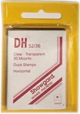 Showgard Clear Stamp Mounts DH 52 / 36 mm Use For US Duck Stamps New Pack Of 30