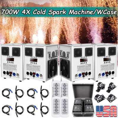4X 700W Cold Spark Firework Machine Stage Effect Wedding DJ Party w/Flight Case