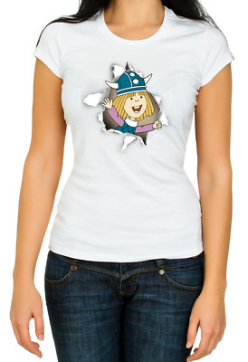 T-Shirt Torn Effekt Viking Viki lustig 3/4 kurzarmig Damen K647