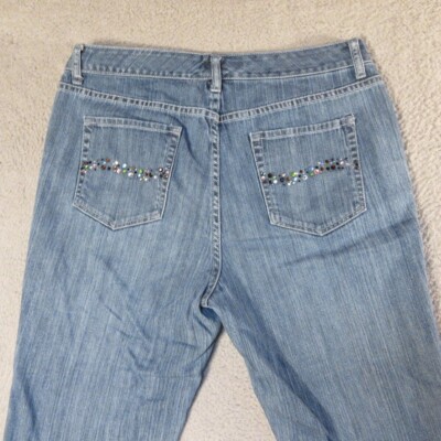 Chico's Crop Jeans 2 Womens Platinum Denim Grayson Crop Stretch