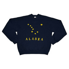 VTG 90s FRUIT OF THE LOOM ALASKA NAVY BLUE CREWNECK SWEATSHIRT - SIZE LARGE