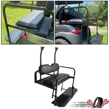 For Club Car Precedent/Tempo Golf Cart Flip Rear Back Seat Kit Black Cushion