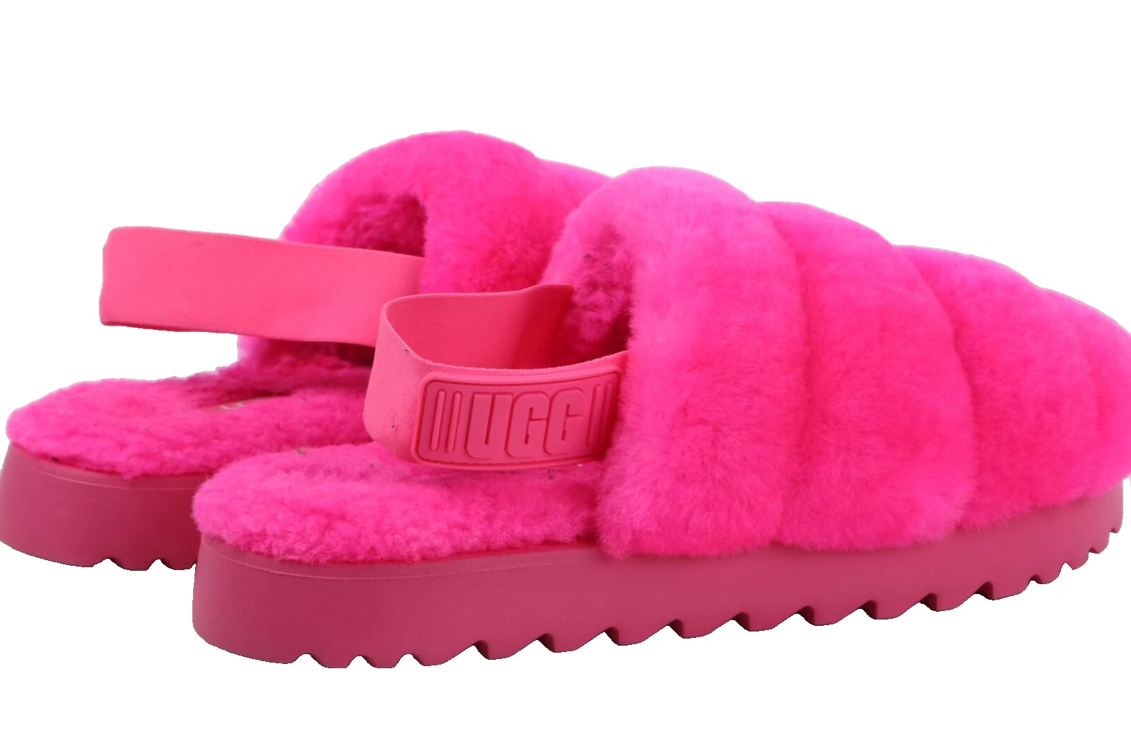 UGG Hot Pink Super Fluff Slingback Flat Sandals Size 8