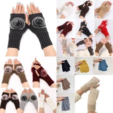 Women Winter Wrist Arm Hand Warmer Knitted Long Fingerless Gloves Mitten HOT⇘