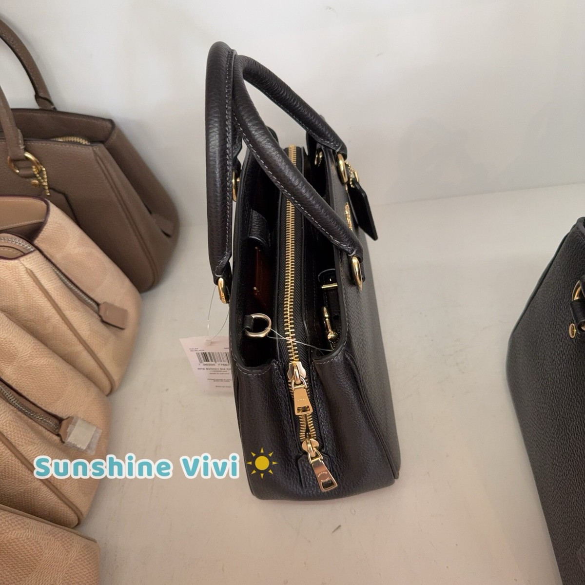 NWT Coach Small Savannah Leather Carryall Satchel CAL54 Gold/Black