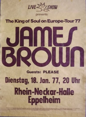 JAMES BROWN - 1977 - Live In Concert - Europe Tour - Poster - Heidelberg