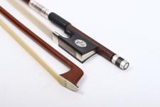 4/4 Violin Bow Brazilwood Ebony Frog Bows Hair Colorful Silk Black Leather