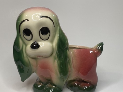 Hull Pottery Dog Pink Puppy Planter Big Sad Eyes Cocker Spaniel 1950s Vintage - Picture 2 of 23