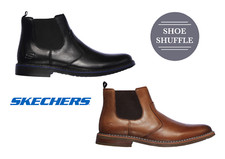 Skechers Bregman Morago eleganter Stiefel Leder-Obermaterial zum Überziehen Chelsea-Stil