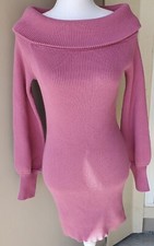 Fashion Nova Sweater Dress Womens Small Pink Ribbed BarbieCore Party Y2K
