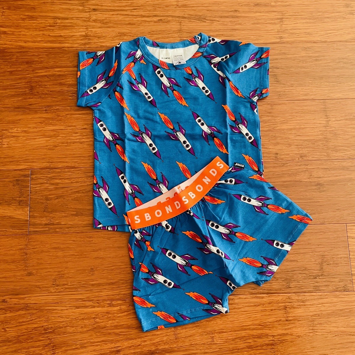 Bonds Baby Rocket Blue Short Sleeve Pyjamas PJ Sleep Set Size