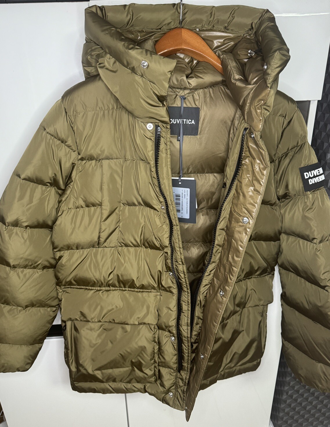 DUVETICA Bixio Down Jacket Puffer Men’s Hooded Winter Coat Green Khaki Size XL image 7